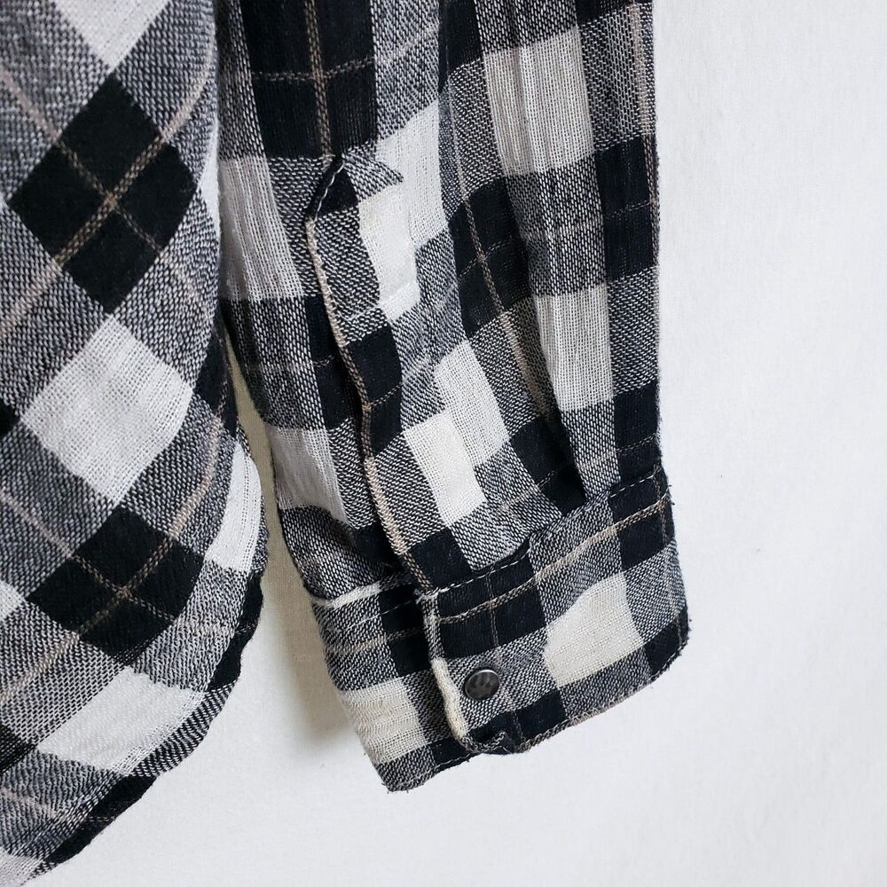 Free People Boho Western Plaid Shirt Womens XS Plaid Grunge Lace-Up Cut-Out - Picture 8 of 12